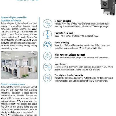 Elvhx Qubino Wave Pro 2PM Ενδιάμεσος Διακόπτης