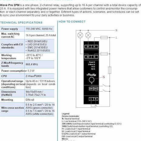 Elvhx Qubino Wave Pro 2PM Ενδιάμεσος Διακόπτης