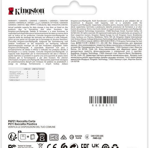 Kingston Datatraveler Se9 G3 256GB USB 3.2 Stick Χρυσό