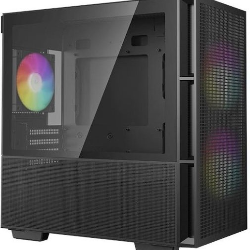 Deepcool CH360 Micro Tower Κουτί Υπολογιστή με Πλαϊνό Παράθυρο και RGB Φωτισμό Μαύρο