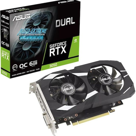 Asus GeForce RTX 3050 6GB GDDR6 Dual OC Κάρτα Γραφικών