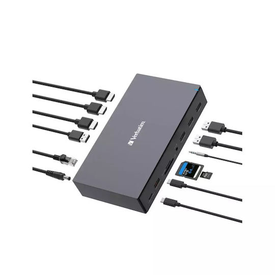 Verbatim CDS-17 USB-C Docking Station με HDMI/DisplayPort 4K PD Ethernet Μαύρο