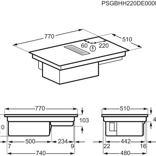 AEG Επαγωγική Εστία Αυτόνομη με Απορροφητήρα & Λειτουργία Κλειδώματος 77x51εκ.