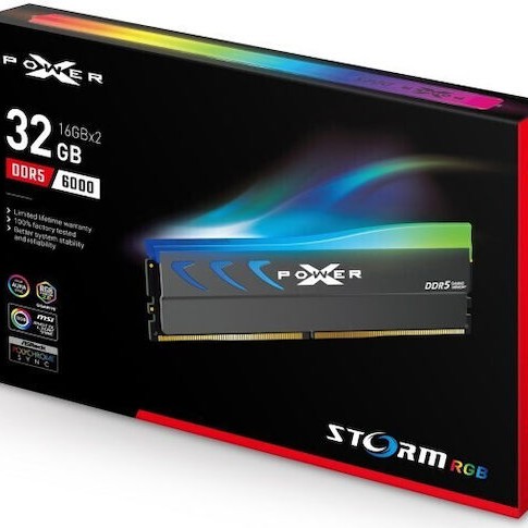 Silicon Power Storm RGB DDR5 32GB RAM με 2x16GB Modules και Ταχύτητα 6000 για Desktop