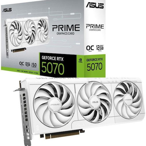 Asus GeForce RTX 5070 12GB GDDR7 Prime OC White OC Κάρτα Γραφικών