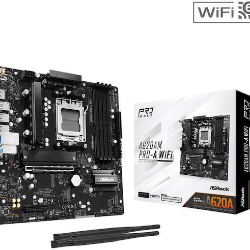 ASRock A620AM Pro-A WiFi Motherboard Micro ATX με AMD AM5 Socket 90-MXBSY-A0UAYZ