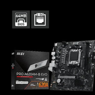 MSI Pro A620AMB Evo Motherboard Micro ATX με AMD AM5 Socket 7E36-001R