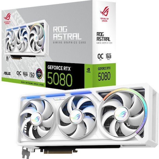 Asus GeForce RTX 5080 16GB GDDR7 ROG Astral White OC Edition Κάρτα Γραφικών