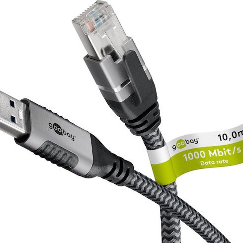 Goobay 70694 Μετατροπέας Καλωδίου Usb A Rj-45 Μαύρος Μαύρο Άργυρος