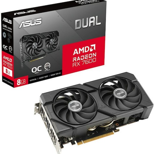 Asus Radeon RX 7600 8GB GDDR6 Dual Evo OC Κάρτα Γραφικών