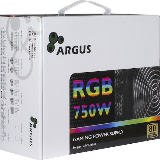 Inter-Tech Argus RGB-750W CM II 750W Μαύρο Τροφοδοτικό Υπολογιστή Semi Modular 80 Plus Gold