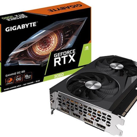 Gigabyte GeForce RTX 3060 rev. 2.0 8GB GDDR6 GAMING OC Κάρτα Γραφικών
