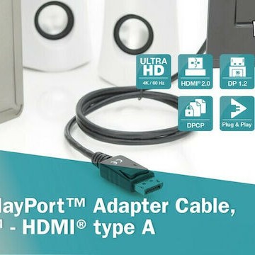 Digitus Cable DisplayPort male - HDMI male 2m (AK-340303-020-S)