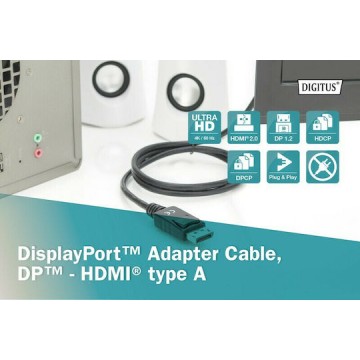 Digitus Cable DisplayPort male - HDMI male 2m (AK-340303-020-S)