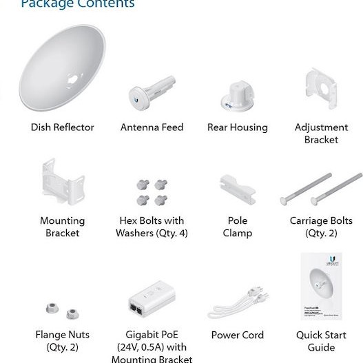 Ubiquiti PowerBeam 2AC-400 Εξωτερική Κεραία WiFi Παραβολική 18dBi με σύνδεση Ethernet