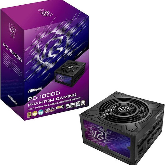 ASRock Phantom Gaming PG-1000G 1000W Μαύρο Τροφοδοτικό Υπολογιστή Full Modular 80 Plus Gold
