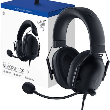 Razer BlackShark V2 X For Playstation Over Ear Gaming Headset με σύνδεση 3.5mm Μαύρο
