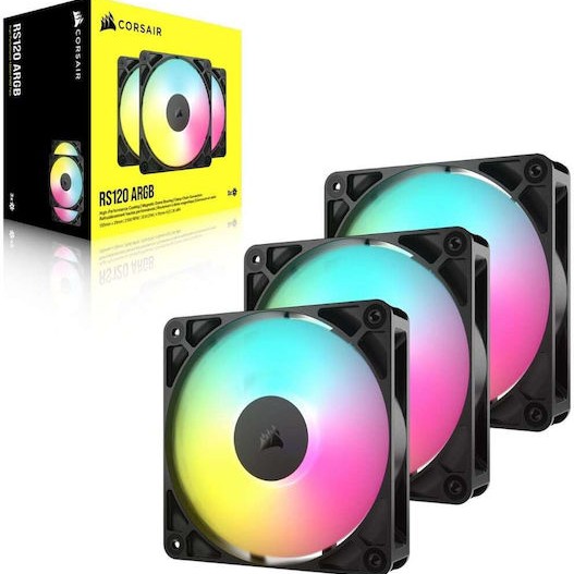 Corsair RS120 Case Fan με ARGB Φωτισμό και Σύνδεση 4-Pin PWM 3τμχ