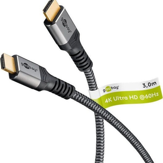 Goobay HDMI 2.0 Cable HDMI male - HDMI male 3m Μαύρο