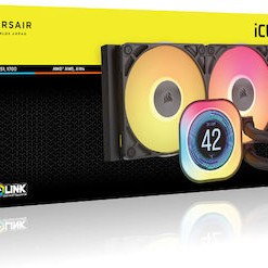 Corsair iCUE LINK TITAN 360 RX LCD Υδρόψυξη Επεξεργαστή Τριπλού Ανεμιστήρα 120mm για Socket AM4/AM5/1700 με RGB Φωτισμό