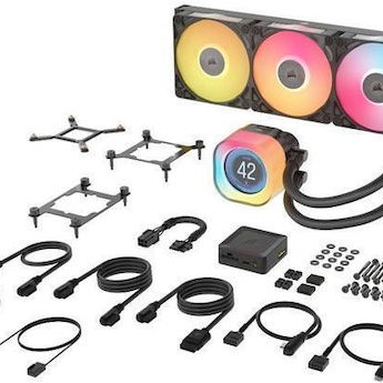 Corsair iCUE LINK TITAN 360 RX LCD Υδρόψυξη Επεξεργαστή Τριπλού Ανεμιστήρα 120mm για Socket AM4/AM5/1700 με RGB Φωτισμό