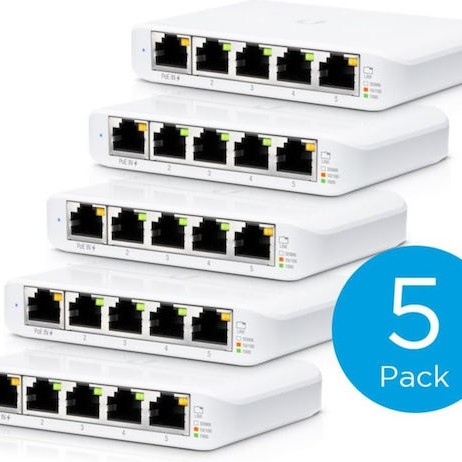 Ubiquiti USW Flex Mini (5-Pack) Unmanaged L2 PoE+ Switch με 5 Θύρες Gigabit (1Gbps) Ethernet