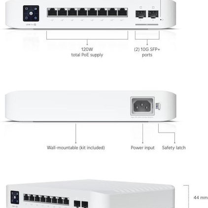 Ubiquiti Unifi Managed L2 PoE Switch με 8 Θύρες Gigabit (1Gbps) Ethernet και 8 SFP Θύρες