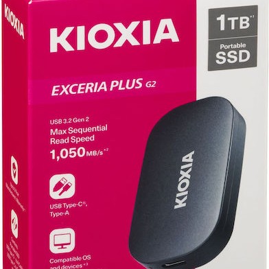 Kioxia EXCERIA PLUS G2 USB 3.2 / USB-C Εξωτερικός SSD 1TB Μαύρο
