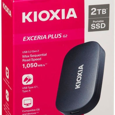 Kioxia Exceria Plus G2 USB 3.2 / USB-C Εξωτερικός SSD 2TB Μαύρο