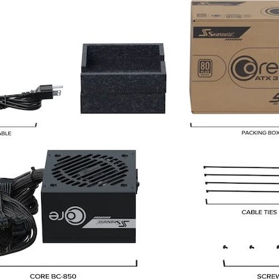 Seasonic CORE BC ATX 3.1 850W Μαύρο Τροφοδοτικό Υπολογιστή Full Wired 80 Plus Bronze