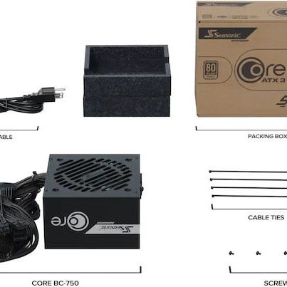 Seasonic BC ATX 3.1 750W Μαύρο Τροφοδοτικό Υπολογιστή Full Wired 80 Plus Bronze