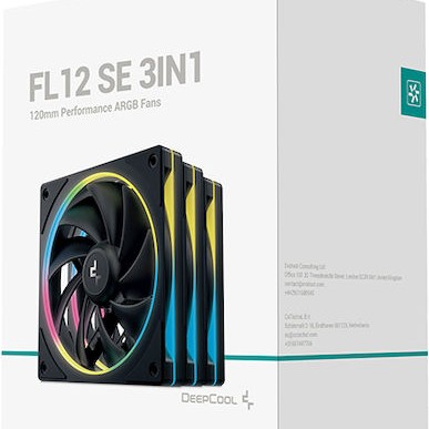 Deepcool FL12 3 IN 1 Case Fan 120mm με ARGB Φωτισμό και Σύνδεση 4-Pin PWM 3τμχ