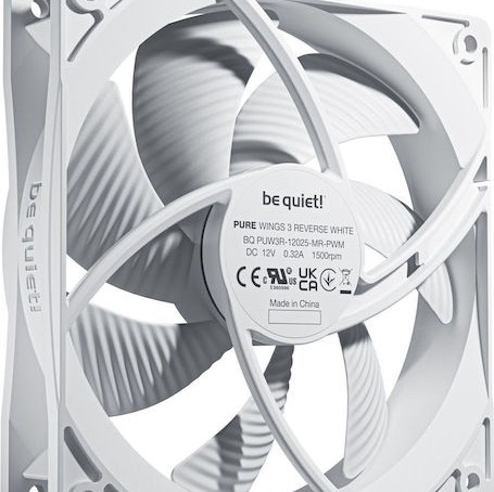 Be Quiet Pure Wings 3 Case Fan 120mm με Λευκό Φωτισμό και Σύνδεση 4-Pin PWM 3τμχ Λευκό