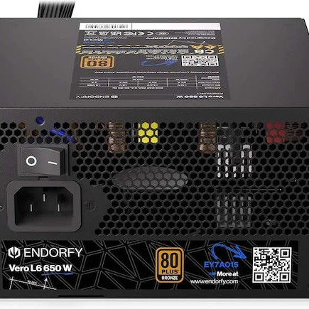 Endorfy Vero L6 650W Μαύρο Τροφοδοτικό Υπολογιστή Full Wired 80 Plus Bronze