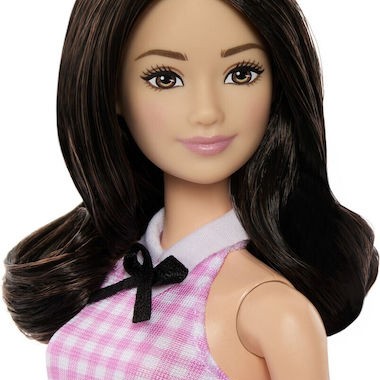 Barbie Κούκλα Fashionistas Brown Hair with Pink Plaid Dress για 3+ Ετών