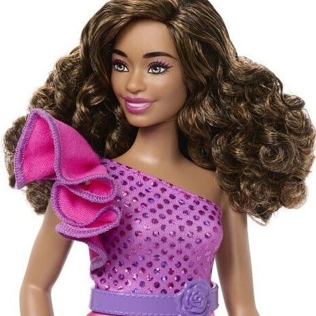 Barbie Brown Hair, Pink Sparkly Dress, 65Th Anniversary Κούκλα Fashionistas Curly Brown Hair with Pink Dress για 3+ Ετών (Διάφορα Σχέδια) 1τμχ