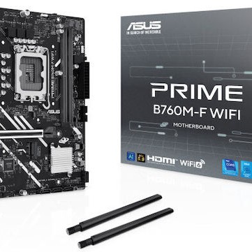 Asus Prime B760M-F WIFI Motherboard Micro ATX με Intel 1700 Socket 90MB1N00-M0EAY0