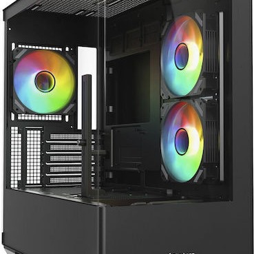 Sharkoon SHARK CM100 Gaming Micro Tower Κουτί Υπολογιστή με Πλαϊνό Παράθυρο και ARGB Φωτισμό Μαύρο