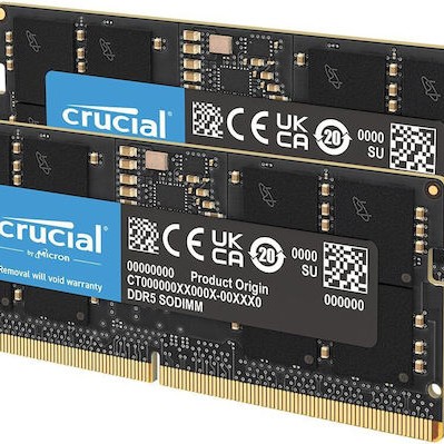 Crucial DDR5 64GB RAM με 2x32GB Modules και Ταχύτητα 4800 για Laptop