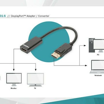 Digitus Μετατροπέας DisplayPort male σε HDMI female (AK-340400-001-S)