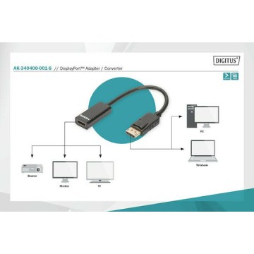 Digitus Μετατροπέας DisplayPort male σε HDMI female (AK-340400-001-S)