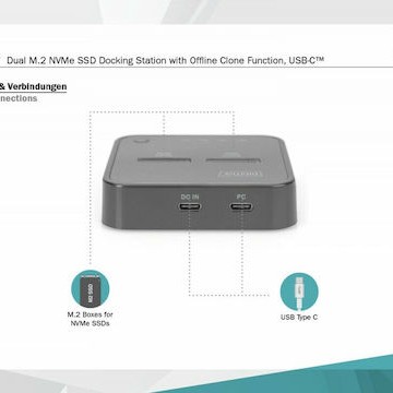 Digitus Docking Station για 2 Σκληρούς Δίσκους SATA M.2(2242)