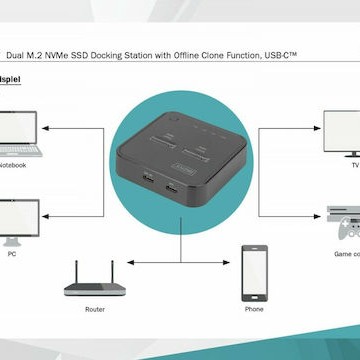 Digitus Docking Station για 2 Σκληρούς Δίσκους SATA M.2(2242)