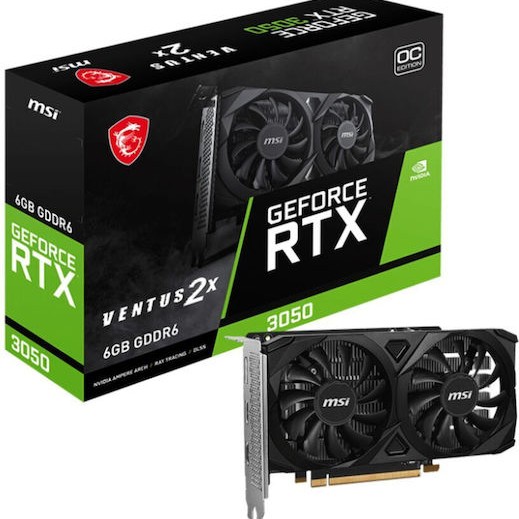 MSI GeForce RTX 3050 6GB GDDR6 Ventus 2X E 6G OC Κάρτα Γραφικών