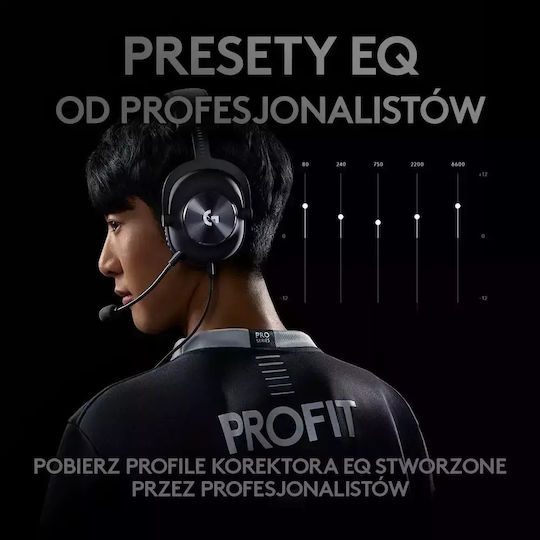 Logitech G Pro X & Premium Headset Stand Over Ear Gaming Headset με σύνδεση USB / 3.5mm