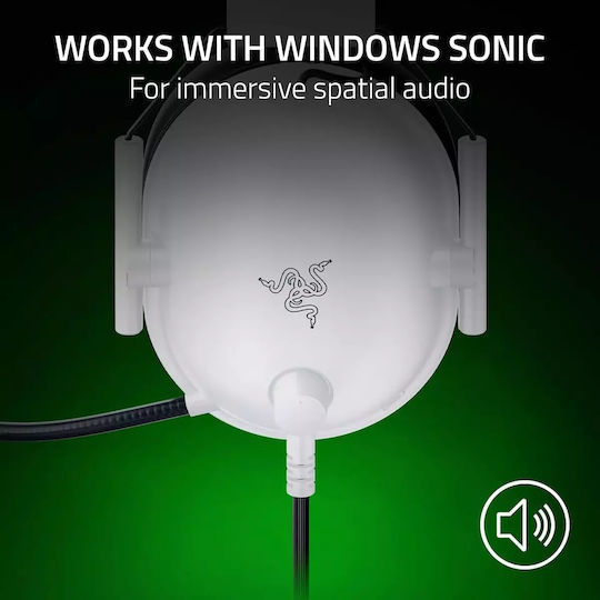 Razer BLACKSHARK V2 X Over Ear Gaming Headset με σύνδεση 3.5mm Λευκό