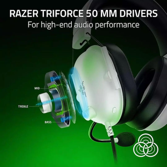 Razer BLACKSHARK V2 X Over Ear Gaming Headset με σύνδεση 3.5mm Λευκό
