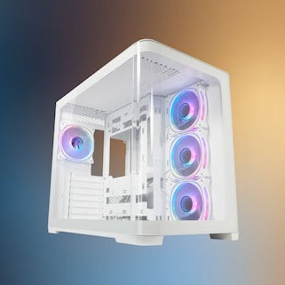 LC-Power Gaming 8001W Pro-Storm Light Midi Tower Κουτί Υπολογιστή με Πλαϊνό Παράθυρο και RGB Φωτισμό Λευκό