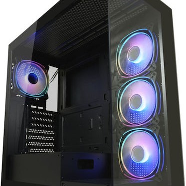 LC-Power Seamless_Pale_X Midi Tower Κουτί Υπολογιστή με Πλαϊνό Παράθυρο και RGB Φωτισμό Μαύρο