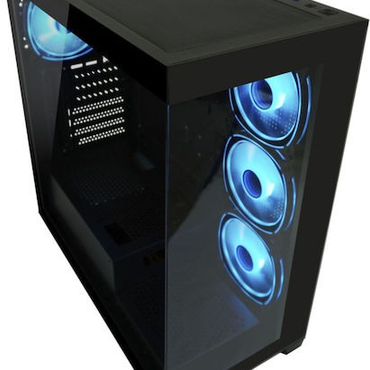 LC-Power Seamless_Pale_X Midi Tower Κουτί Υπολογιστή με Πλαϊνό Παράθυρο και RGB Φωτισμό Μαύρο